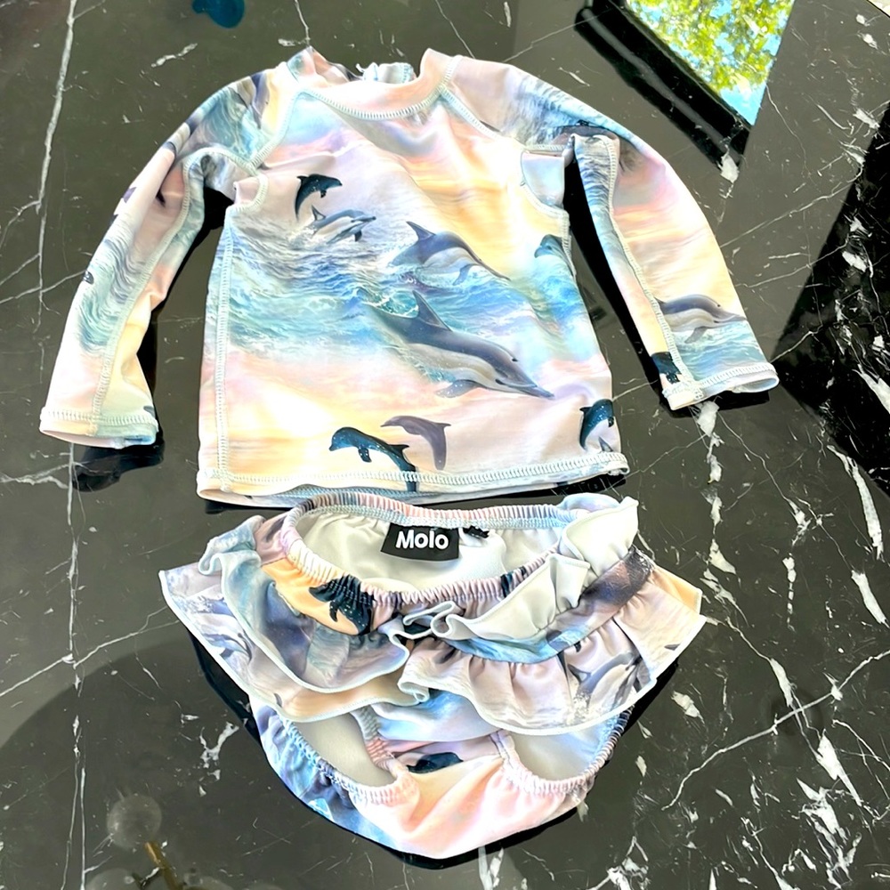 Molo baby bathing suit set. Size 12 months